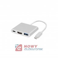 Adapter wt.USB-C/gn. USB-C + gn. USB+gn.HDMI z przewodem TALVICO