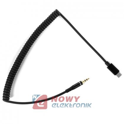 Kabel AUX USB-C -  Jack 3,5mm Wt.-Wt. 150cm Spirala