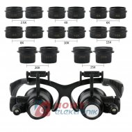Okulary serwisowe precyzyjne lupa 8 soczewek +LED zestaw nagłowna
