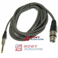 Kabel jack 6,3mono wt.-gn.XLR 5m wt.jack - gniazdo mikrofon.