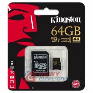 Karta pamięci micro SDXC 64GB U1 Kingston Class 10, UHS-I z adapterem