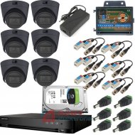 Zestaw monitoringu 6 kamer 4MPX kopułki, HIKvision rejestrator, HDD 2TB, rozdzielacz DC, zasilacz