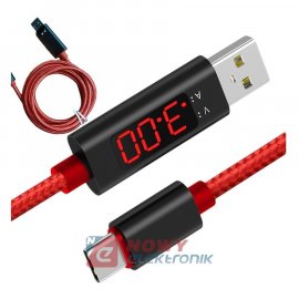 Kabel USB Wt.A / USB-C 1m voltomierz i amperomierz miernik