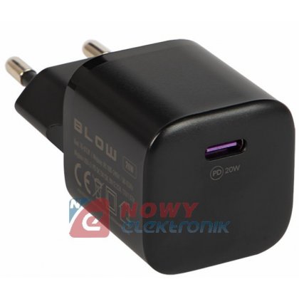Ładowarka sieciowa USB-C PD 20W BLOW czarna, mini