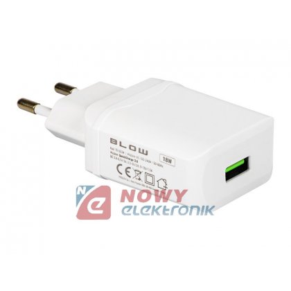 Ładowarka USBx1 siec.  Quick Charge QC3.0 18W biała BLOW