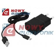 Ładowarka USB siec. 2,1A + kab. microUSB BLOW elektr.230Vzasil.