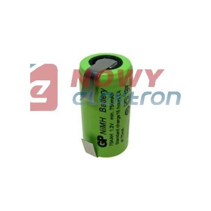 Akumulator do pakietu GP 2/3AA B Ni-Mh 1,2V 750mAh 75AAH-FT 14,5x28,7mm z blaszkami
