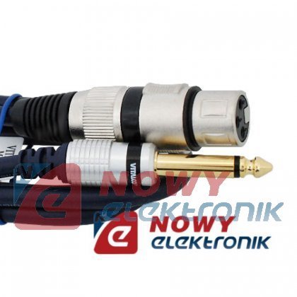 Kabel jack 6,3m. wt.-gn.XLR 3m VITALCO wt.jack-gniazdo mikrofon.