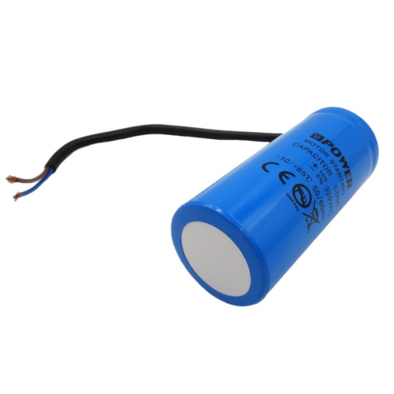 Kond. rozr. 350uF 320V NEPOWER Kondensator Rozruchowy CD60 z kablami-Podzespoły Elektroniczne