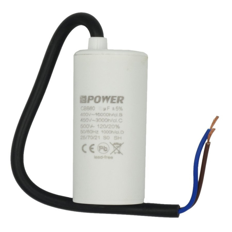 Kond. rozr. 12uF 450V NEPOWER kabel, bez śruby, Kondensator CBB60-Podzespoły Elektroniczne