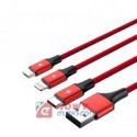 Kabel USB 3in1 Ładujący C4049RD Micro USB, USB-C, Lightning UNITEK