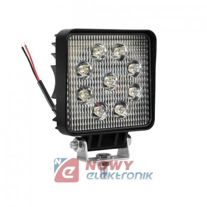 Lampa LED halogen 9x3W 12V-24V robocza kwadrat 117x117x45mm