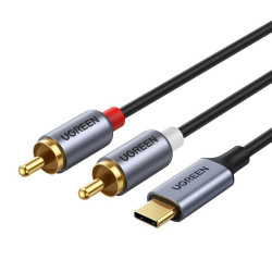 Kabel audio USB-C 2xRCA 1,5m UGREEN CM451, Wtyk USB-C, 2xWtyk RCA HQ-Kable i Przyłącza RTV i PC