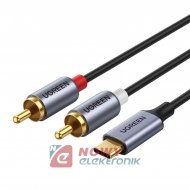Kabel audio USB-C 2xRCA 1,5m UGREEN CM451, Wtyk USB-C, 2xWtyk RCA HQ