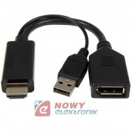 Przejście HDMI DisplayPort + USB Adapter aktywny HDMI do DisplayPort