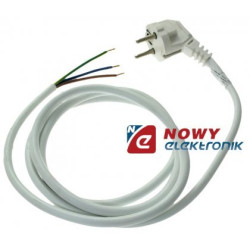 Kabel zasil. siec.1,5m 3x1,5mmbi Biały, wtyk kątowy z uziemieniem ELGOTEC-Elektryka