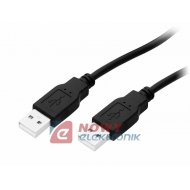 Kabel USB 2.0 Wt.A/Wt.A  1m Czarny, Wtyk - Wtyk