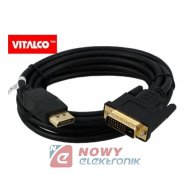 Kabel DisplayPort - DVI 3m Wtyk-Wtyk, Vitalco