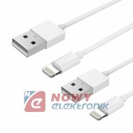 Kabel USB Apple iPhone 1m + 25cm Lightning biały - dwupak