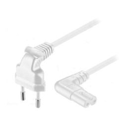 Kabel zasilający 0,7m kątowy sieciowy, Biały-Elektryka