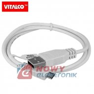 Kabel USB-Micro USB 0,8m Biały DSF651 Vitalco