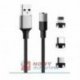 Kabel USB 3w1 Typ-C + mikroUSB + Lightning(iphone)1m 3A czarny magnetycz.