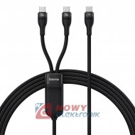 Kabel USB-C/2xUSB-C 1,5m BASEUS Podwójny 100W, Czarny, Flash Series II