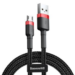 Kabel USB - MicroUSB BASEUS 1m QC 2,4A Black/Red, HQ wytrzymały-Kable i Przyłącza RTV i PC