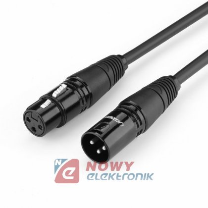 Kabel mikrofonowy XLR 1m Wt/Gn Wtyk-Gniazdo, UGREEN