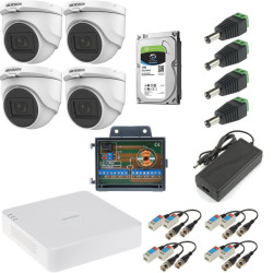 Zestaw monitoringu 4 kamer 4MPX| kopułki, HIKvision rejestrator, HDD 1TB, rozdzielacz DC, zasilacz,-Monitoring CCTV