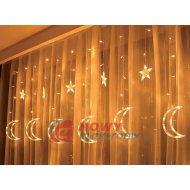 Kurtyna świetlna LED Gwiazdki Księżyce, dekoracyjna, ciepła biała