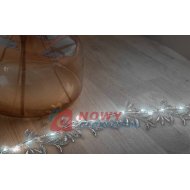 Girlanda ozdobna LED, 3xAA dekoracyjna, srebrne listki, zimna biała