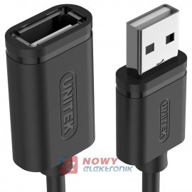 Kabel USB 2.0 Wt.A/Gn.A  1,5m UNITEK Y-C449GBK, Przedłużacz USB
