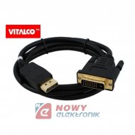 Kabel DisplayPort/DVI 1,5m Wtyk-Wtyk, Vitalco DP14