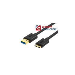 Kabel USB 3.0 Wt.A/Wt.Mikro B 1m Y-C461GBK UNITEK Mikro USB B, do dysków-Telefony i Smartfony