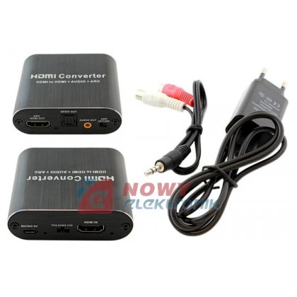 Konwerter sygnału HDMI do HDMI + ekstraktor AUDIO+ARC  (SPDIF/TOSLINK/JAC
