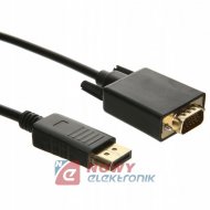 Kabel DisplayPort - VGA 1,8m Adapter DP do VGA, konwerter, FHD