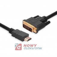 Kabel HDMI - DVI 10m złote z filtrem