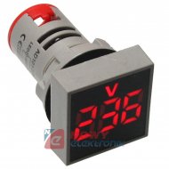 Kontrolka LED Voltomierz czerwon 22mm 60-500VAC kwadrat miernik napięcia