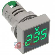 Kontrolka LED Voltomierz zielony 22mm 60-500VAC kwadrat miernik napięcia