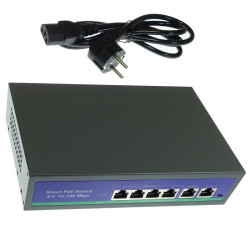 Switch PoE 4xPoE + 2 x uplink Tryb EXTEND 250m 52V IP do kamer IP i Vi-Komputery i Tablety
