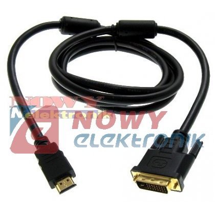 Kabel HDMI - DVI 1.8m złote dwustronny  VITALCO DSKDV24
