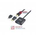 Konwerter Mini/Micro/HDMI - VGA Wejście HDMI - Wyj. VGA + Audio 3w1 UNIT