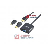 Konwerter Mini/Micro/HDMI - VGA Wejście HDMI - Wyj. VGA + Audio 3w1 UNIT