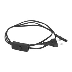 Kabel zasilający sieciowy 3m 2x0,75mm czarny z wyłącznikiem(przewód)-Elektryka