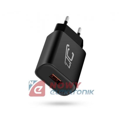 Ładowarka sieciowa USB LTC QC3.0 Czarna LXQC22, 3A