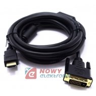 Kabel HDMI - DVI 1,2m VITALCO DSKDV24 złocony