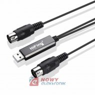 Adapter konwerter USB MIDI HiFING interfejs kabel IN-OUT MIDI