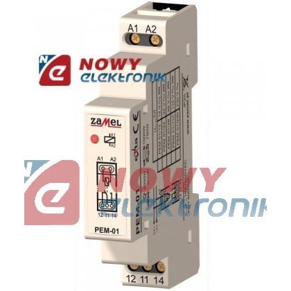 Przekaźnik DIN PEM-01/012 12V AC/DC 16A 1 NO/NC ZAMEL elektromagnet.