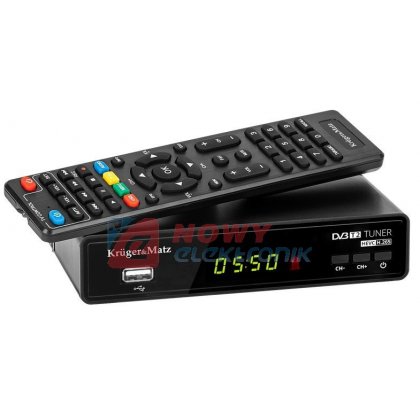 Tuner TV naz. DVB-T2 H.265 HEVC KM0550A Kruger&Matz USB,HDMI,Scart